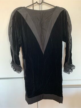 RARE Archival 90s Claude Montana Black Velvet
Silk Dress Heart Cuffs